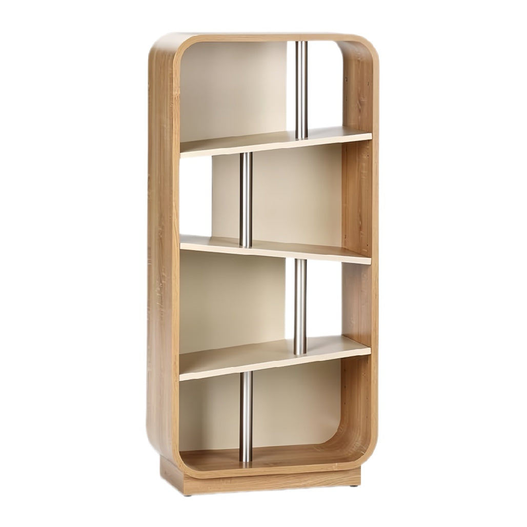 Moderne open boekenkast met ronde hoeken en vijf planken