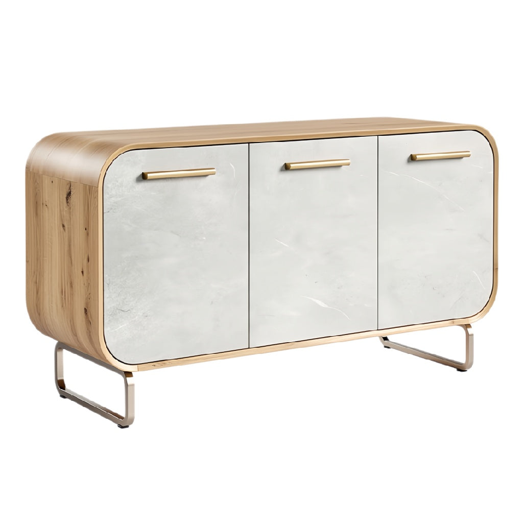 Moderne Dressoir met Houten Elementen en Glazen Deuren