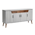 Moderne grijze dressoir met houtaccenten