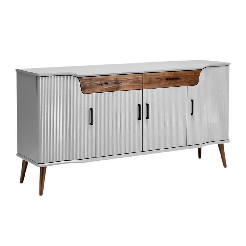Moderne grijze dressoir met houtaccenten