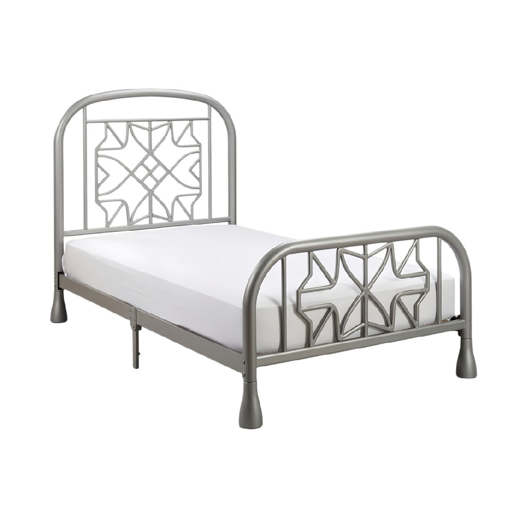 Stalen bedframe met geometrisch ontwerp