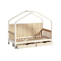 Kinderbed met Houten Huizenstructuur en Opberglades